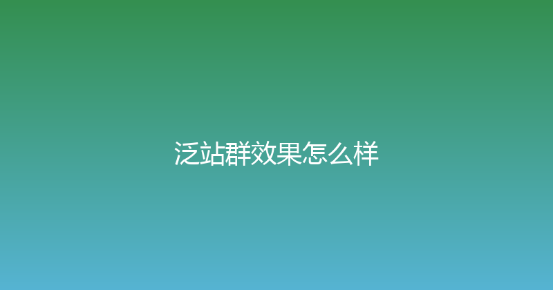 泛站群效果怎么样 封面图